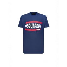 Dsquared Herren TShirt Blau mit Print Rundhals Kurzarm, Größe S