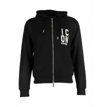 Dsquared Herren Fleece Hoodie Schwarz mit Druck, Größe XS