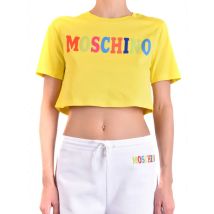 Moschino Damen TShirt Gelb mit Print Rundhals Kurzarm, Größe 40_IT