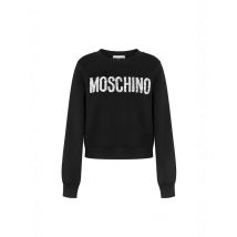 Moschino Damen Fleece Schwarz mit Druck Herbst Winter Sweats, Größe 42_IT