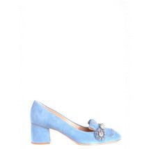 Ninalilou PlateauPumps Azurblau Strass Wildleder High Heels, Größe 35