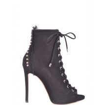 Ninalilou Damen Schwarz Wildleder Stiefeletten Offen, Größe 36