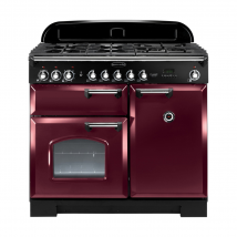 92510 CLASSIC Deluxe 100cm Dual Fuel Range Cooker, Cranberry/Chrome Trim