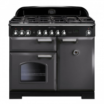 124230 CLASSIC Deluxe 100cm Dual Fuel Range Cooker, Slate/Chrome Trim