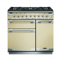 108440 ELISE 90cm Dual Fuel Range Cooker, Cream/Brushed Nickel Trim