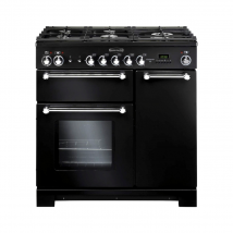 81420 KITCHENER 90cm Dual Fuel Range Cooker, Black/Chrome Trim