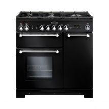 116750 KITCHENER 90cm Gas Range Cooker, Black/Chrome Trim