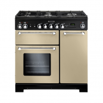 116760 KITCHENER 90cm Gas Range Cooker, Cream/Chrome Trim