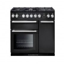 125650 NEXUS 90cm Dual Fuel Range Cooker, Charcoal Black/Chrome Trim