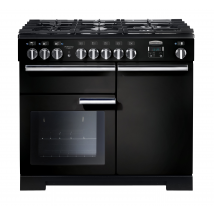 97560 PROFESSIONAL Deluxe 100cm Dual Fuel Range Cooker, Black/Chrome Trim