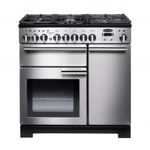 97590 PROFESSIONAL Deluxe 90cm Dual Fuel Range Cooker, Stainless Steel/Chrome Trim