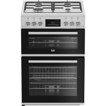 60cm Twin Cavity Gas Cooker with Enamel Hob - White
