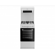 50cm Single oven Gas Cooker with Eye Level Grill - White