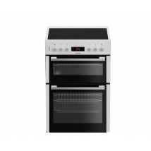 60cm Electric Double Oven with Ceramic Hob - White