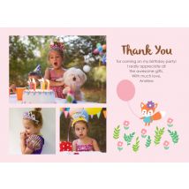 Forest Friend Thank You Card: Fox 8x6" (20x15cm) Flat Card set of 20 (gloss cardstock), rounded corners, Card & Stationery Pink