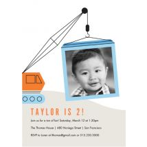Crane Lift Birthday 8x6" (20x15cm) Flat Card set of 20 (gloss cardstock), rounded corners, Card & Stationery Blue