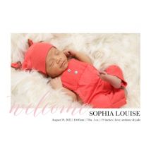 Welcome Birth Announcement 8x6" (20x15cm) Flat Card set of 20 (gloss cardstock), rounded corners, Card & Stationery Pink