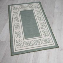 Easylife Floral Border Accent Rug in Burgundy, Size 26" x 45"