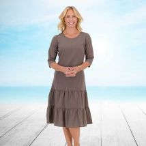 Easylife Womens Carefree Crinkle Dress in Brown, Size 10