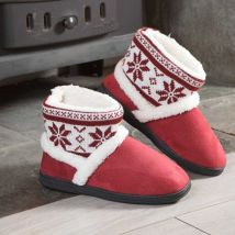 Easylife Nordic Slipper Boot in Burgundy, Size Medium