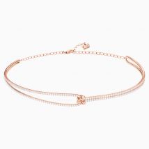 Lifelong Choker, White, Rose-gold tone plated