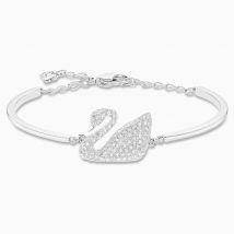 Bransoletka typu bangle Swan, biała, powlekana rodem