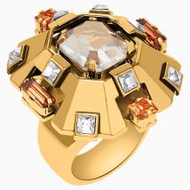 Cristaux Deco Large Ring, Gold-tone plated