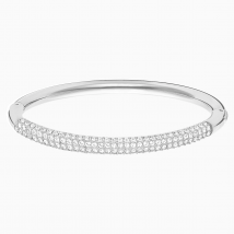 Stone Bangle, White, Stainless steel