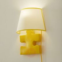 Ceramiczna lampa ścienna A185, tkanina, żółta