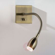 Wąska lampa ścienna PILAR LED stary mosiądz
