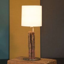 Alter Kavalier – lampa stołowa z drewnem