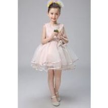 Elegancka sukienka dla dziewczynki w kolorze brudnego różowego beżu