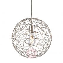 Lampa wisząca Cage z metalu, srebrnoszara, Ø 35 cm