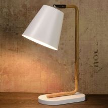 Cona – lampa stołowa z podstawą z imitacji drewna