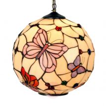 Lampa wisząca Rosy Butterfly w stylu Tiffany