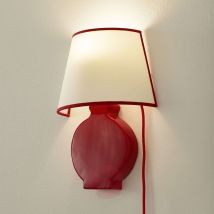 Ceramiczna lampa ścienna A186, tkanina, czerwona