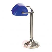 Typowa bankierska lampa stołowa TINEKE niebieska