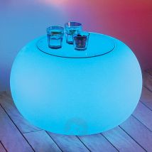 Stół BUBBLE, światło LED RGB i szklany blat