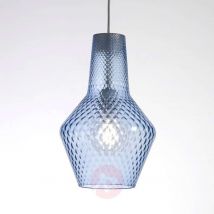 Lampa wisząca Romeo 130 cm, szkło niebieskie