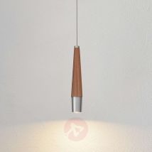 Smukła lampa wisząca LED Conic, drewno orzechowe