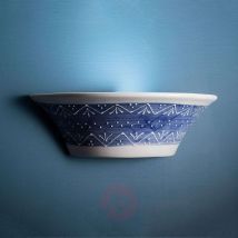 Biało-niebieska ceramiczna lampa ścienna Nelli