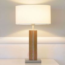 Lampa stołowa Dana, drewno i tkanina