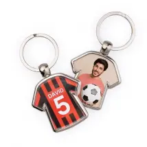keyring shaped like a T-shirt with photo and text | Metal keyring | Gift Ida for Football Fans | No minimum order quantity