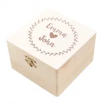 Personalised wooden boxes with photo or name | 12x12x7 cm | Natural wood | Your motif printed in high quality