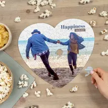 Heart shaped jigsaw puzzle with image and text | 111 Pieces | 35x31cm | Make your own photo puzzle game | Romantic gift idea