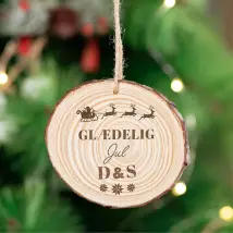 Wood slice ornament with engraved photo or name | 10øx1x1 cm | Natural wood | Ideal Christmas decoration or as Christmas tree decoration