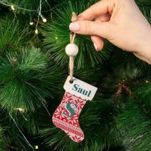 Personalised wooden boot shaped Christmas ornament | with photo or name | Personalised Christmas ecorations