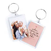 Personalised acrylic keyring with image and text | 5.6 x 4.2 cm | Personalised on both sides | Gift idea for Father's Day