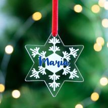Personalised star shaped acrylic Christmas ornament | with your photo or name | personalised Christmas decorations