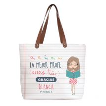 Bolsa de Polipiel Personalizada | 58x38 cm | Regalo para Profesoras | Bolso Personalizado con Nombre y Fotos